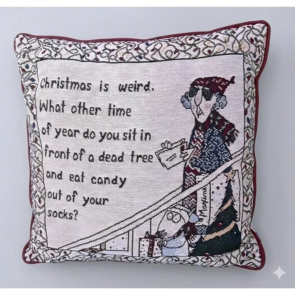 Maxine Hallmark Christmas Is Weird‎ Sarcastic Woven Tapestry Throw Pillow